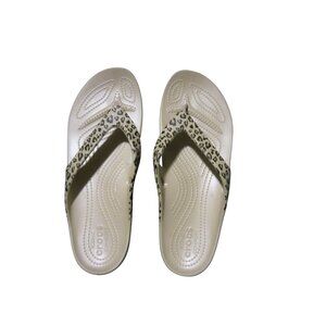 Crocs Kadee II leopard flip flops  NWOT size 11 Women's